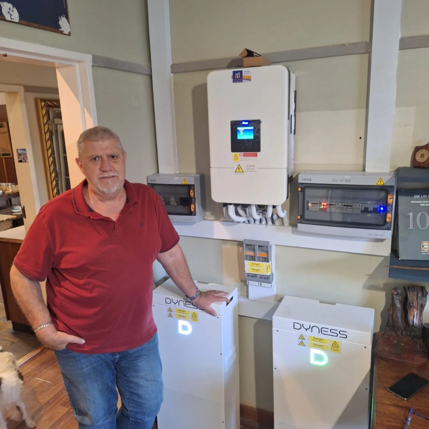 Completed inverter and battery installation inside a home